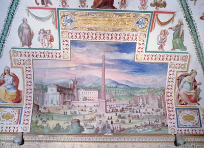Piazza del Popolo, under påven Sixtus V av Italian School
