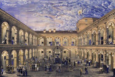 Politiska fångar i fortet Civita Castellana natten till den 21 juni 1846 beviljade amnesti på kröningen av påven Pius IX (litho med wc) av Italian School