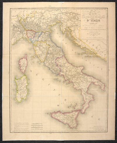 Politisk karta som visar indelningen av staterna i Italien av Italian School