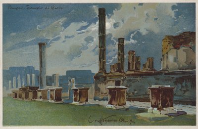 Pompeji - Jupitertemplet (färglitografi) av Italian School