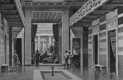 Pompeji: Den dansande faunens hus (litho) av Italian School