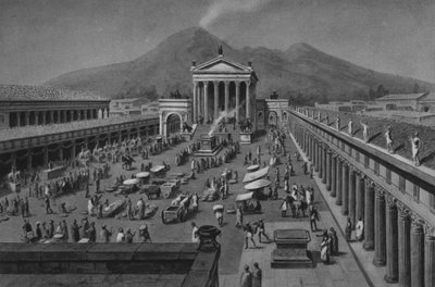 Pompeji: Civil Forum (litho) av Italian School