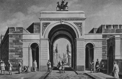 Pompeji: Porta Ercolana (litho) av Italian School