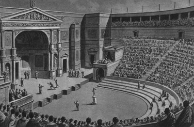 Pompeji: Tragic Theatre (litho) av Italian School
