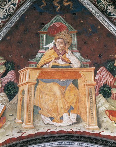 Påven Gregorius I, i kapellet i St. Margareta av Antiochia, valv av helgedomen Santa Maria Assunta (fresk) av Italian School