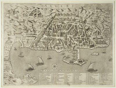 Hamnen och staden Alger, c.1572 av Italian School
