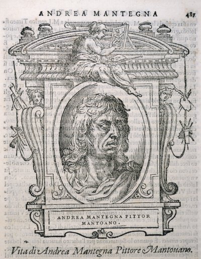 Porträtt av Andrea Mantegna (ca 1430-1506) från Vasaris Lives of the Artists, publicerad första gången 1550 av Italian School