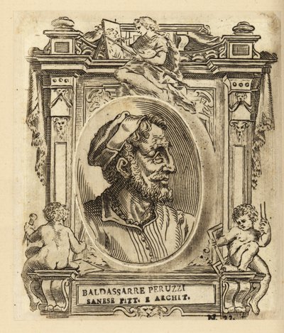 Porträtt av Baldassare Tommaso Peruzzi, italiensk arkitekt och målare, född nära Siena av Italian School