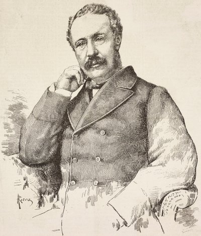 Porträtt av Charles George Gordon, känd som Gordon Pasha (1833-1885), brittisk general, gravyr från teckning av A Riera, från L
