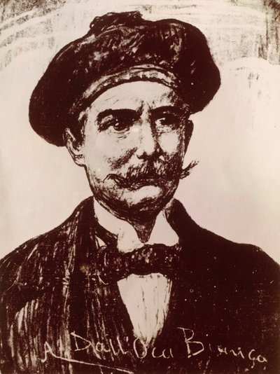 Porträtt av Emilio Salgari (litho) av Italian School