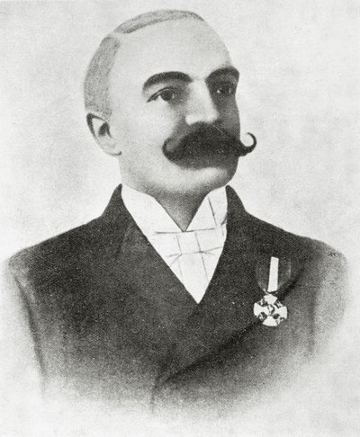 Porträtt av Emilio Salgari (litho) av Italian School
