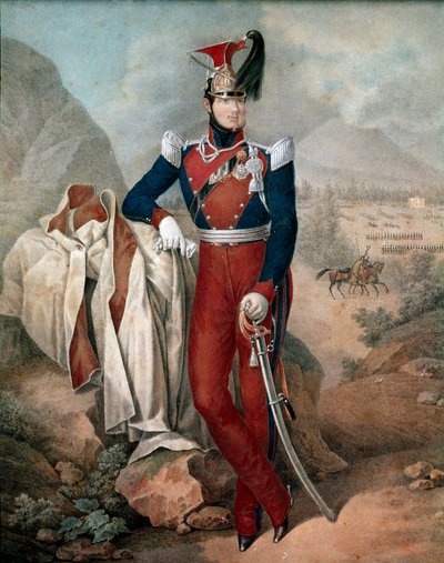 Porträtt av Ferdinand II (1810-1859), kung av de två Siciliens anonyma akvarell. 1800-talets nationalmuseum i San Martino Neapel av Italian School