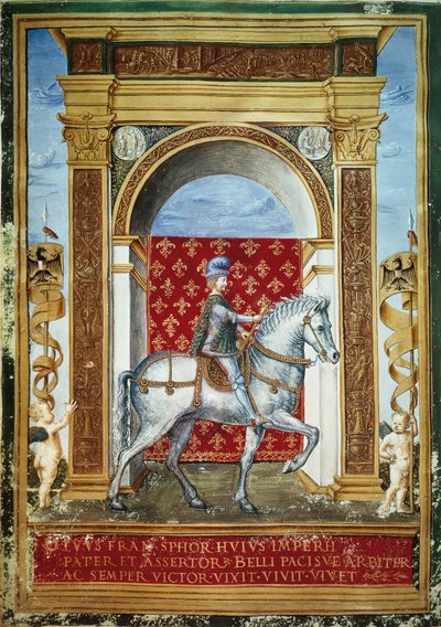 Porträtt av Francesco Sforza till häst av Italian School