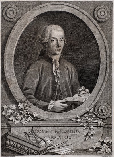 Porträtt av Giordano (Jordan) Riccati (1709-1790) fysiker, matematiker och musikteoretiker av Italian School