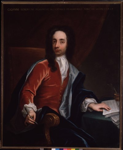Porträtt av Giovanni Battista Bononcini (1670-1747) italiensk barockkompositör och cellist av Italian School