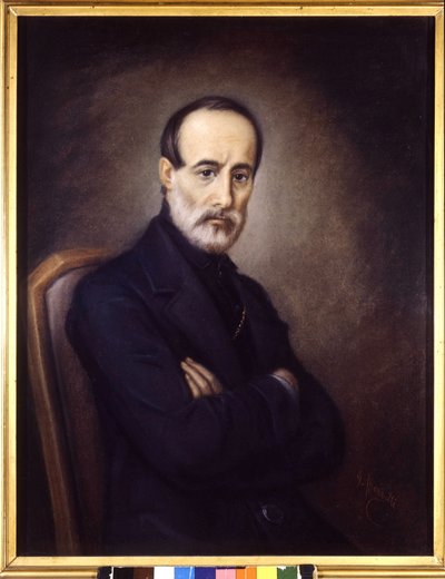 Porträtt av Giuseppe Mazzini (1805 eller 1808 - 1872). 1800-talsmålning. Risorgimentos museum. Milano av Italian School