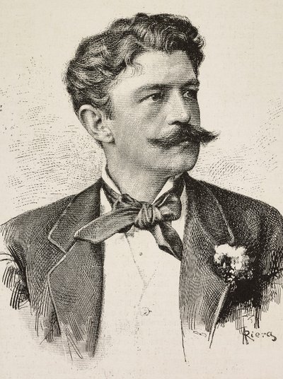 Porträtt av Herbert von Bismarck (1849-1904), tysk politiker, gravyr av Riera från fotografi av Vianello Brothers, från L