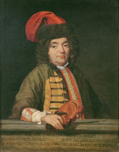 Porträtt av Philippe Emmanuel de Coulanges klädd för karneval, 1690 av Italian School