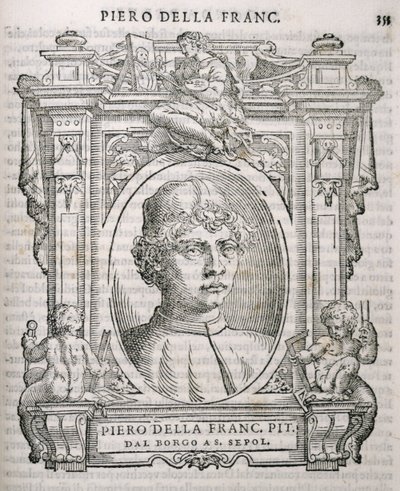 Porträtt av Piero dell Francesca (1415-92) från Vasaris Lives of the Artists, publicerad första gången 1550 av Italian School