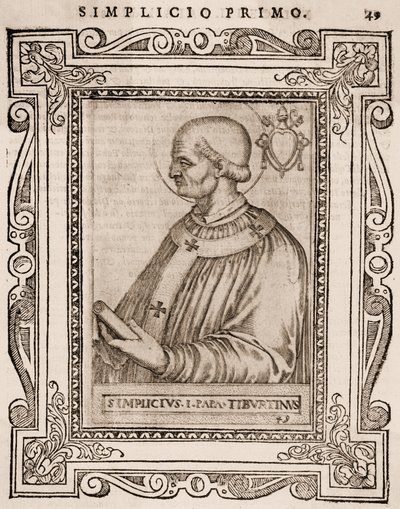 Porträtt av påven Simplicius, ca 1760 (gravyr) av Italian School