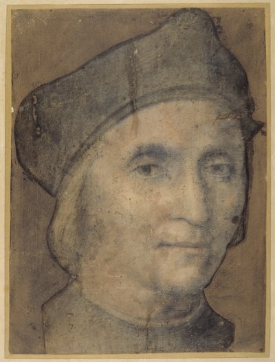 Porträtt av en prelat, ca 1510 (svarta och rosa färgade kritor) av Italian School