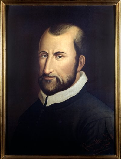 Porträtt av den italienske kompositören Giovanni Pierluigi da Palestrina (1525-1594). av Italian School