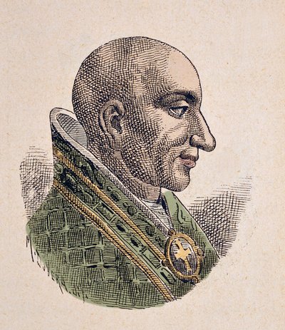 Porträtt av motpåven Christophore (ou Christophe, Christopher, Cristoforo, Christophorus) (903-904) av Italian School