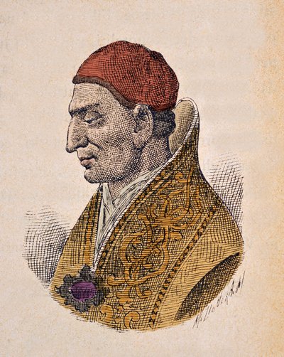 Porträtt av påven Constantin Ier (Konstantin I eller Constantinus eller Costantino) (708-715) av Italian School