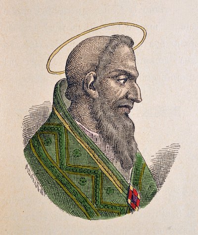 Porträtt av påven Eugene Ier (Eugenius I eller Eugenio) (654-657) av Italian School