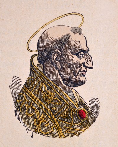 Porträtt av påven Gregoire Ier le Grand (Gregorius den store eller Gregorio Magno eller Gregorius Magnus) (590-604) av Italian School