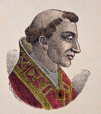 Porträtt av påven Johannes VIII (Giovanni, Ioannes) (872-882) av Italian School