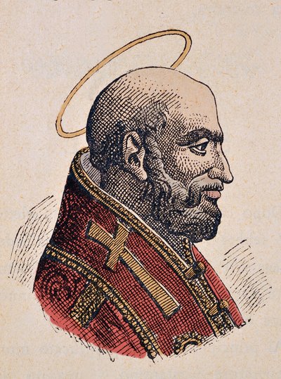 Porträtt av påven Jules Ier (Julius I eller Iulius eller Giulio) (337-352) av Italian School