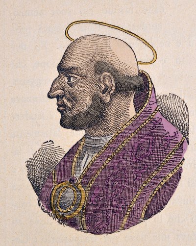 Porträtt av påven Martin Ier (Martinus I eller Martino) (649-655) av Italian School