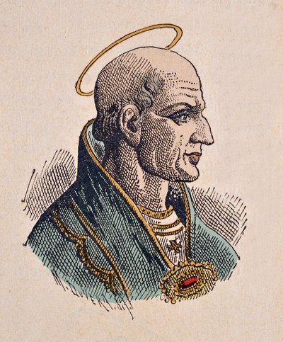 Porträtt av påven Simple (Simplicius eller Simplicio) (468-483) av Italian School