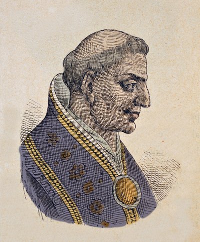 Porträtt av påven Sisinnius (708) av Italian School