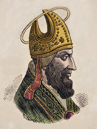 Porträtt av påven Sylvestre Ier (Silvestre eller Sylvester eller Silvestro) (314-335) av Italian School