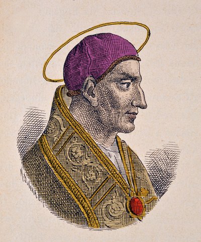 Porträtt av påven Vitalien (Vitalianus eller Vitaliano) (657-672) av Italian School