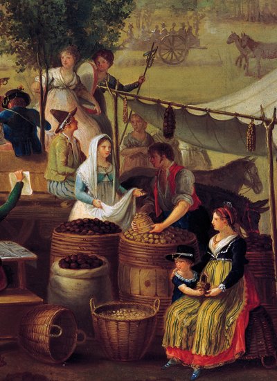 Potatis- och kastanjeförsäljare, målning av en okänd konstnär, Italien av Italian School