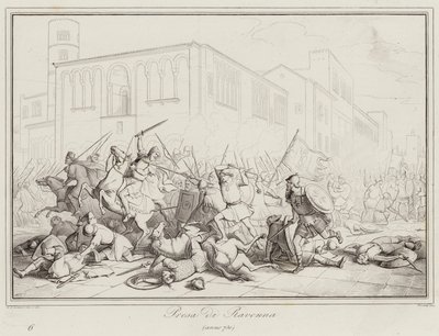 Take of Ravenna, 730 (gravyr) av Italian School