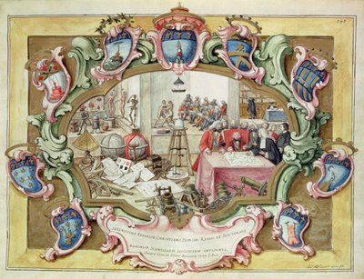 Prins Fredrik Christian av Polen på besök på Institute of Science, Bologna 1739 (akvarell på papper) av Italian School