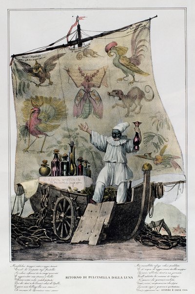 Pulcinella återvänder från månen av Italian School
