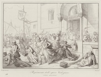 Kidnappning av venetianska brudar, 930 (gravyr) av Italian School