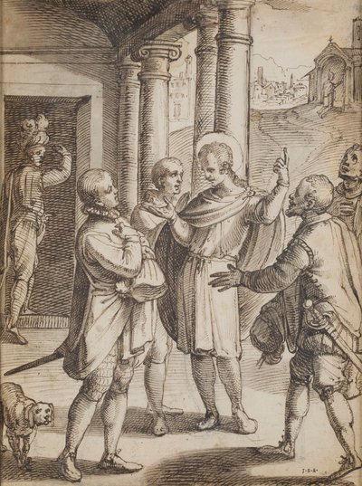 Religiösa scener (penna och bläck på papper) av Italian School