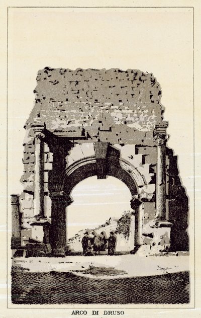 Rom: Drusus båge (litho) av Italian School