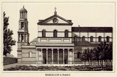 Rom: Basilica Di S Paolo (litho) av Italian School