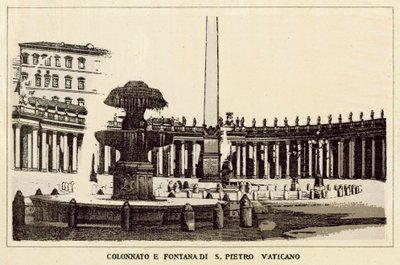 Rom: Colonnade och fontän av St. Peter Vatikanen (litho) av Italian School