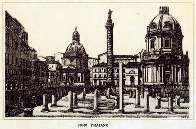 Rom: Trajanus Forum (litho) av Italian School