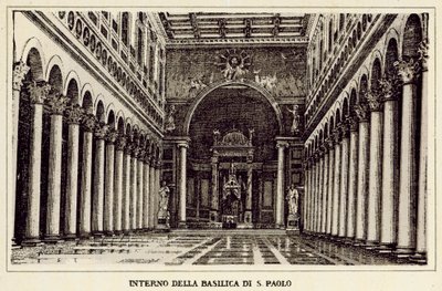 Rom: Interiören av St. Paul-basilikan (litho) av Italian School