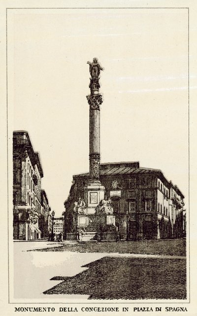 Rom: Förpackningsmonument på Piazza Di Spagna (litho) av Italian School