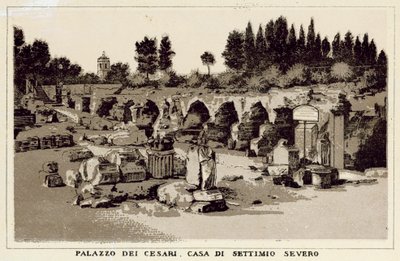Rom: Palazzo Dei Cesari, Septimius Severus hus (litho) av Italian School